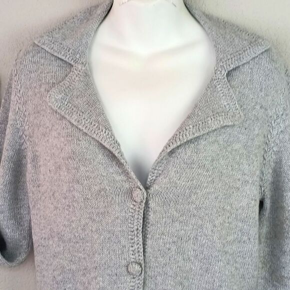 Covington Women's Gray angora Knit blend Cardigan Notched Lapel sz M cottagecore - Picture 3 of 14